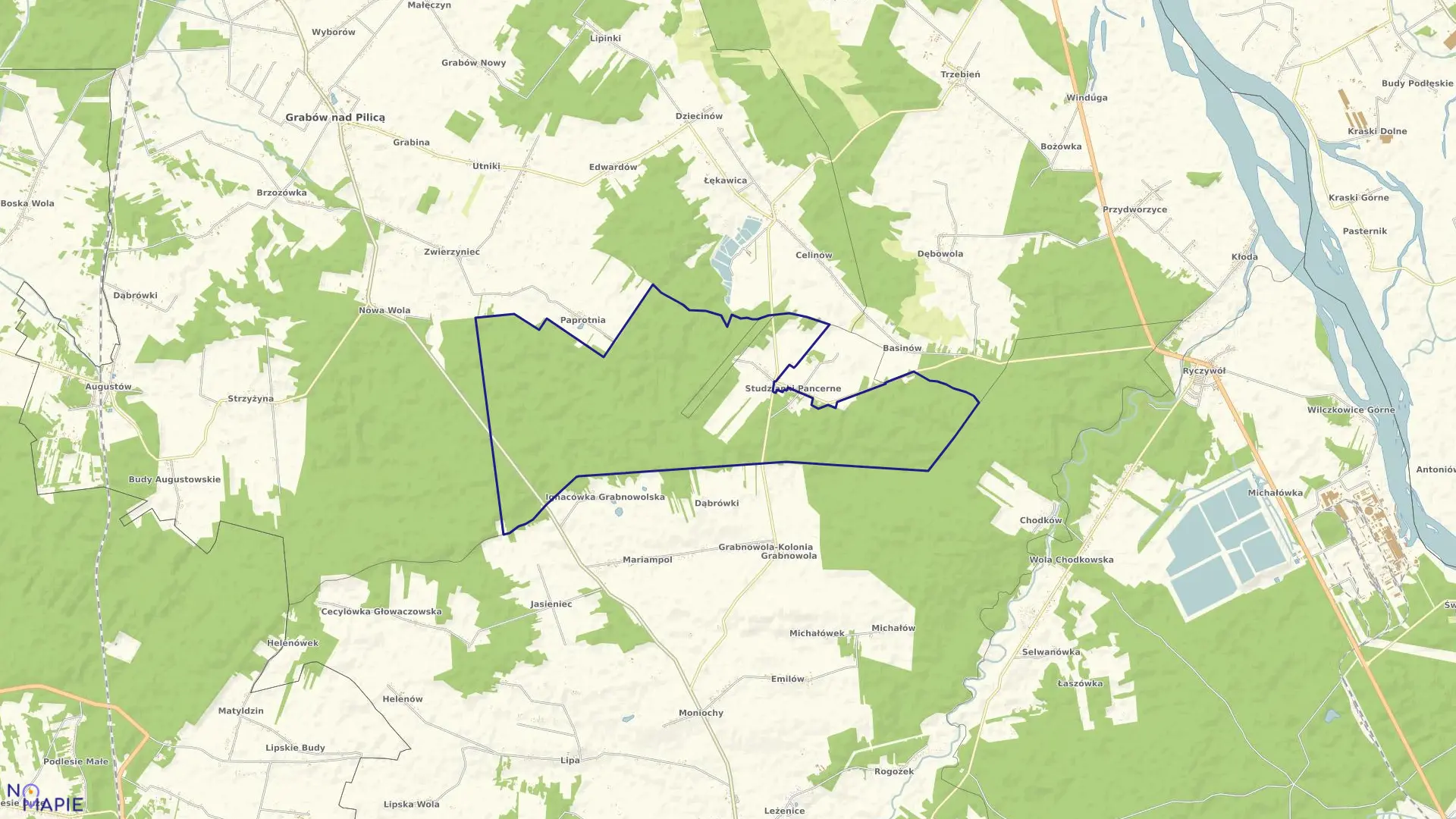 Mapa obrębu Studzianki B gmina Głowaczów